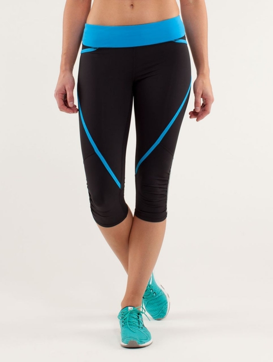 Pants - Lululemon Size 10 Run: Pace Crop In  Black And Blue